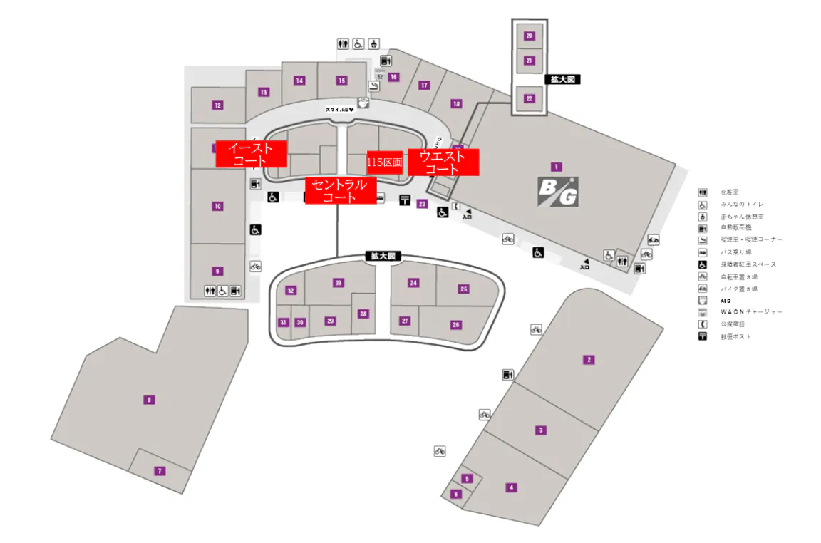 【イオンタウン周南/セントラルコート】大型プロモーションイベントや展示会、マルシェ等に最適な敷地内中央のメイン動線上にある大型屋外スペース