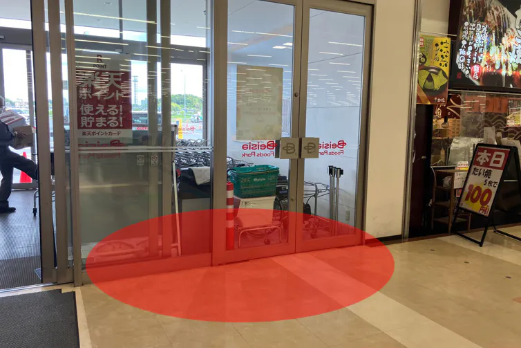 【ベイシア ちば古市場店】食品入口前スペース 販促プロモーションに最適なスーパー店内催事イベントスペース