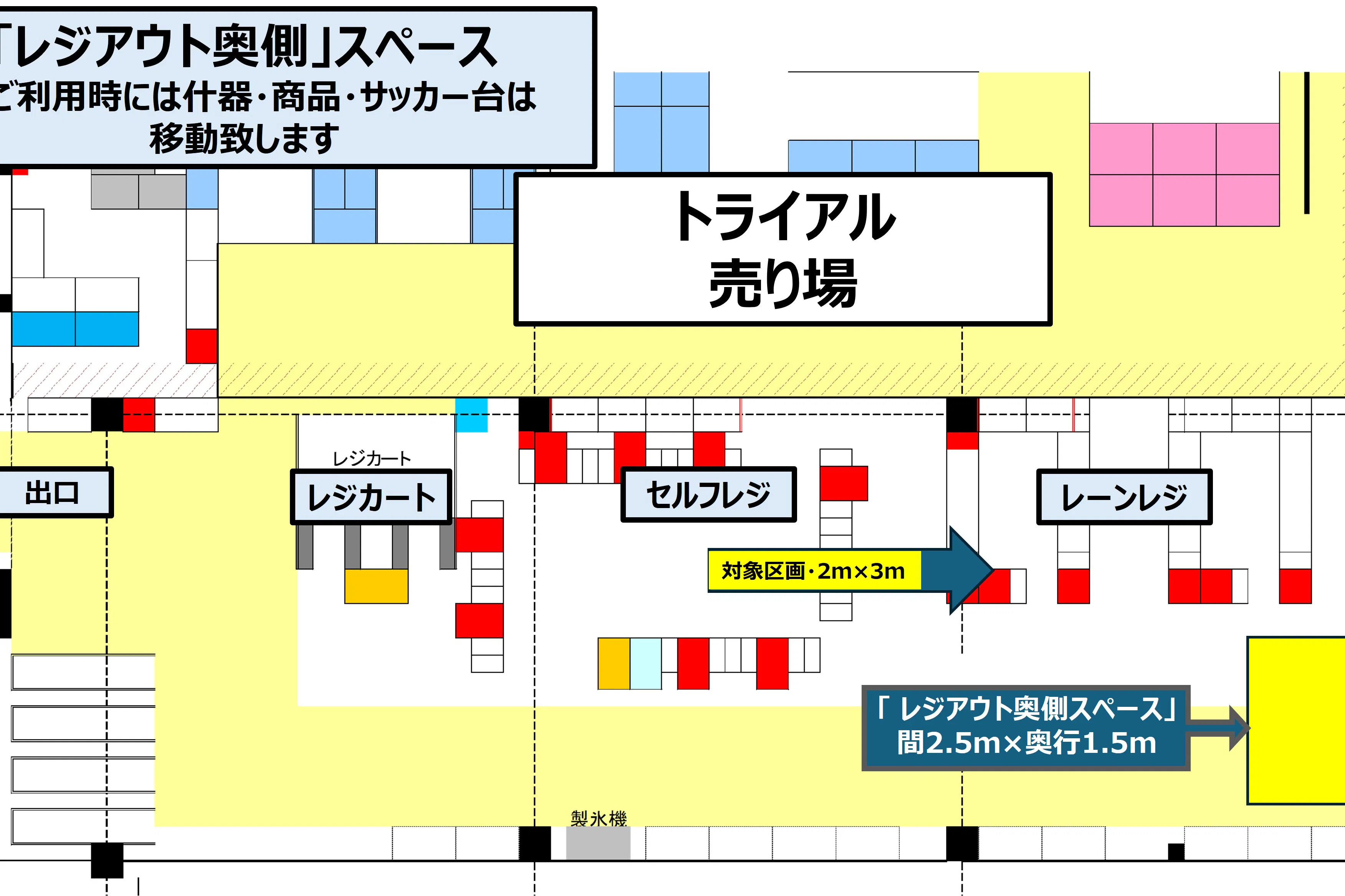 【スーパーセンタートライアル守口ジャガータウン店】販促プロモ活動に最適な トライアル守口ジャガータウン店 『レジアウト②』スペース