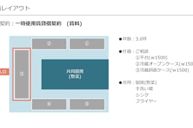【海老名マルイ】1階 カレンダリウムF10【食物販・調理行為可能】入口正面の好立地、共同利用キッチン・共同冷蔵・冷凍庫完備