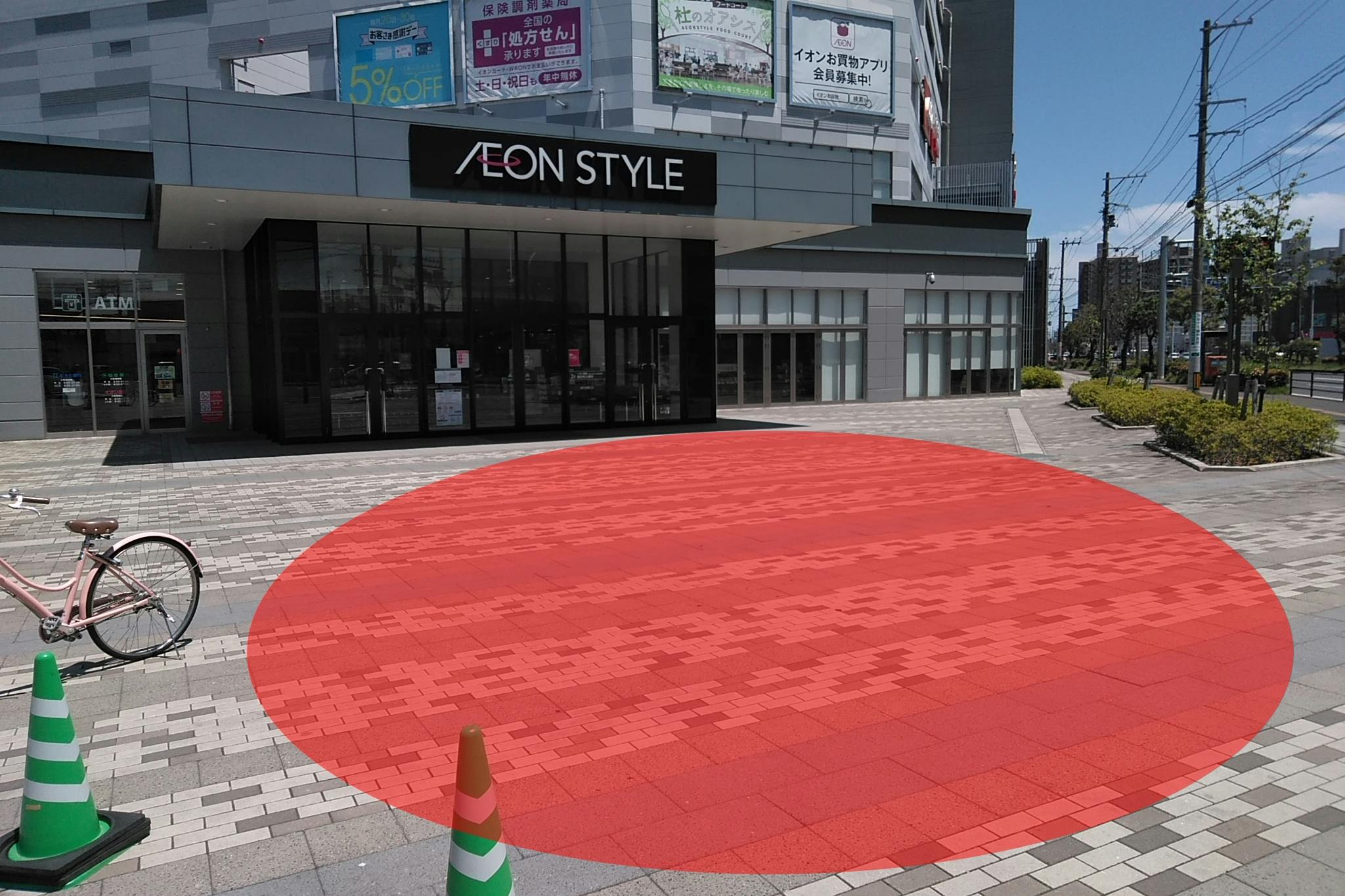 【イオンスタイル仙台卸町】プロモーションイベントや展示販売に最適な視認性の高い宮千代側入口にある屋外イベントスペース