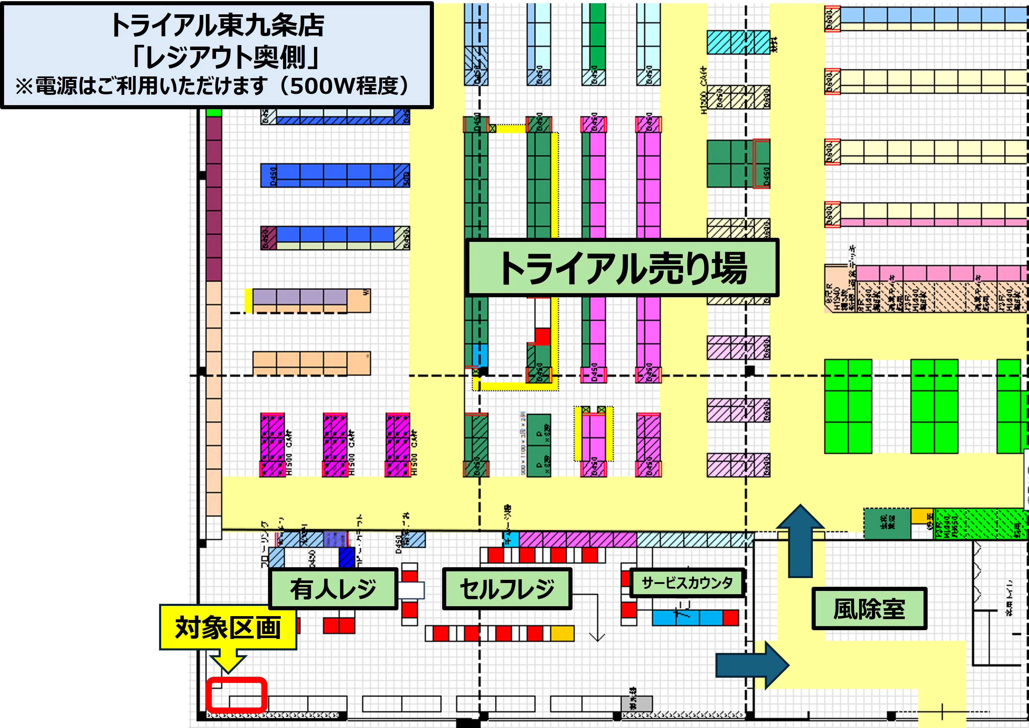 【スーパーセンタートライアル東九条店】レジアウト奥側