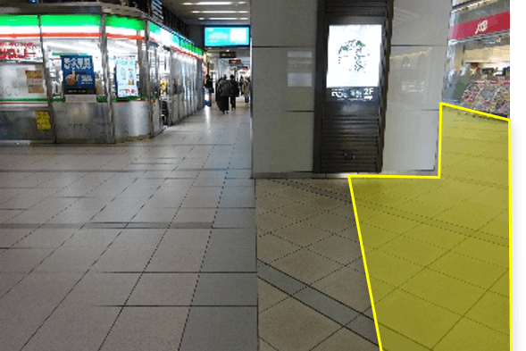 イベント中に左記黄枠内への侵入、荷置き等は一切できかねます。