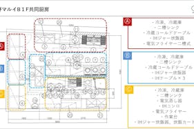 【中野マルイ】B1階 カレンダリウムF05【食物販・調理行為可能】下りエスカレーター横の好立地。什器完備。共同厨房で調理可能なので、揚げ物やお惣菜、お弁当などのポップアップに最適なスペースです。