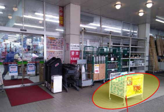 【オリンピック太田店】プロモーションに最適な1F正面出入口脇店頭スペース