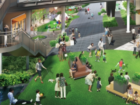 【みのおキューズモール】「⑫芝生広場」体験型イベントやワークショップ、展示イベントから大型ポップアップまで幅広く使える憩いのスペース