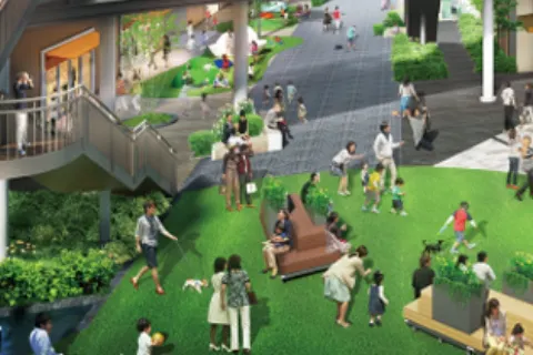 【みのおキューズモール】「⑫芝生広場」体験型イベントやワークショップ、展示イベントから大型ポップアップまで幅広く使える憩いのスペース