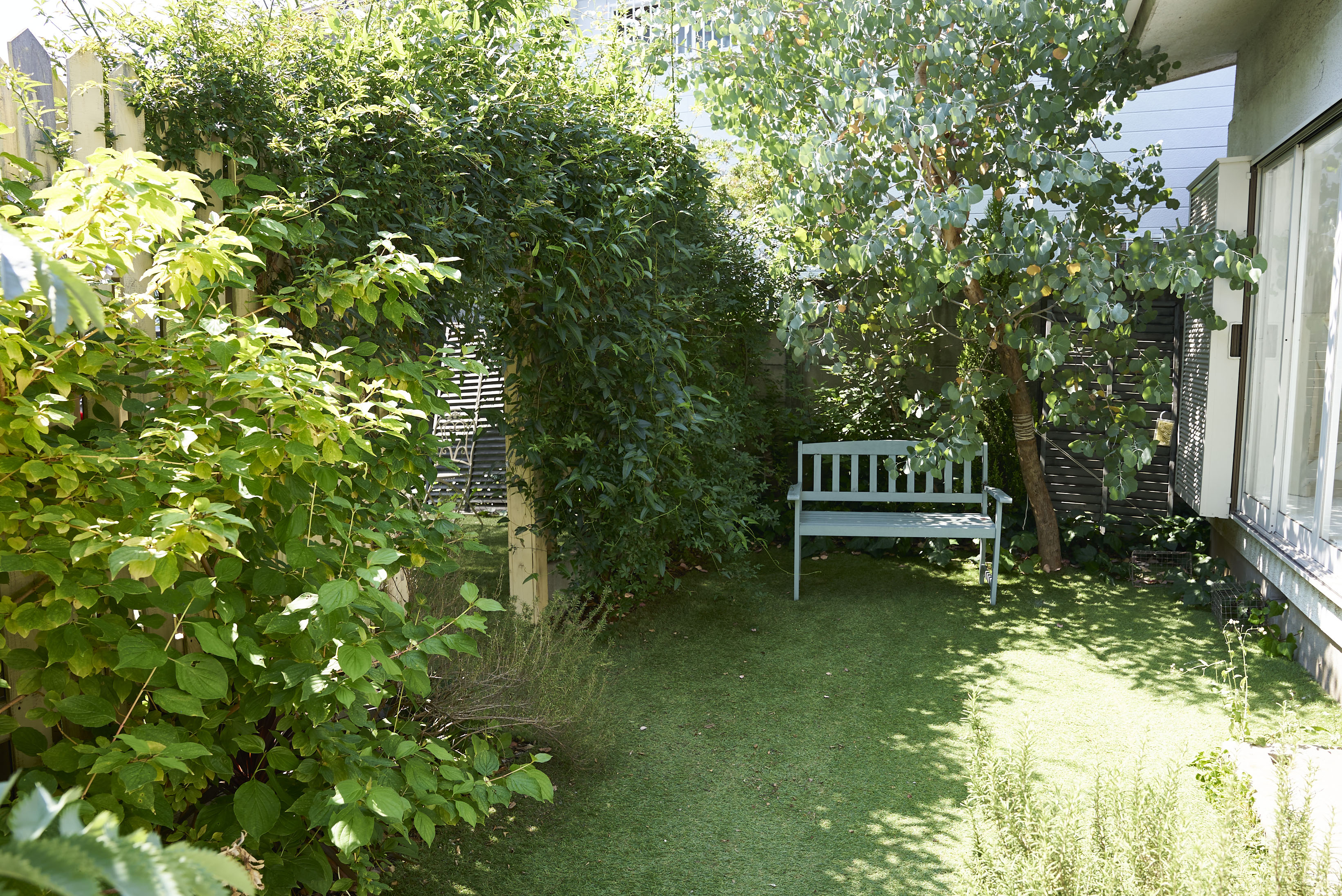 お庭から白いお部屋に入ることが出来ます。