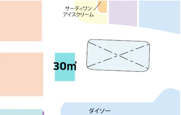 【イオンモール大垣*】2F　境界部(ダイソー側)