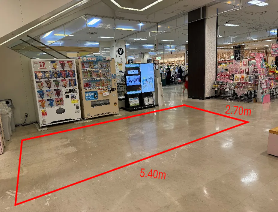 【イオン白河西郷店】サービスカウンター裏 販促プロモーションや物販に最適なスーパー店内催事イベントスペース