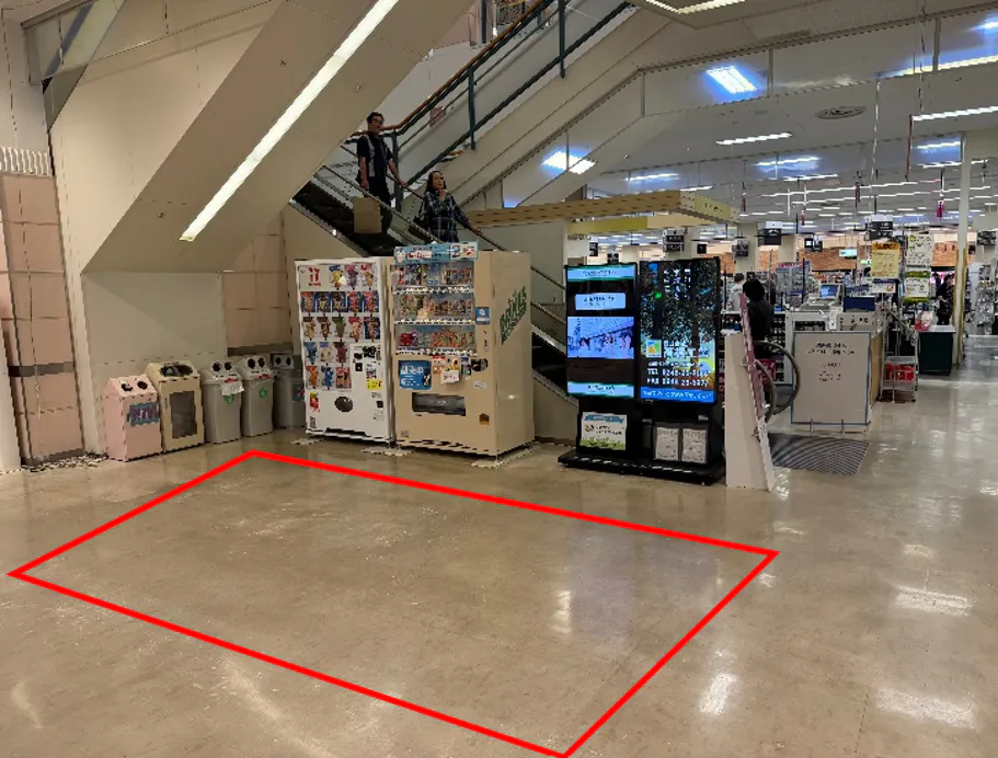 【イオン白河西郷店】サービスカウンター裏 販促プロモーションや物販に最適なスーパー店内催事イベントスペース