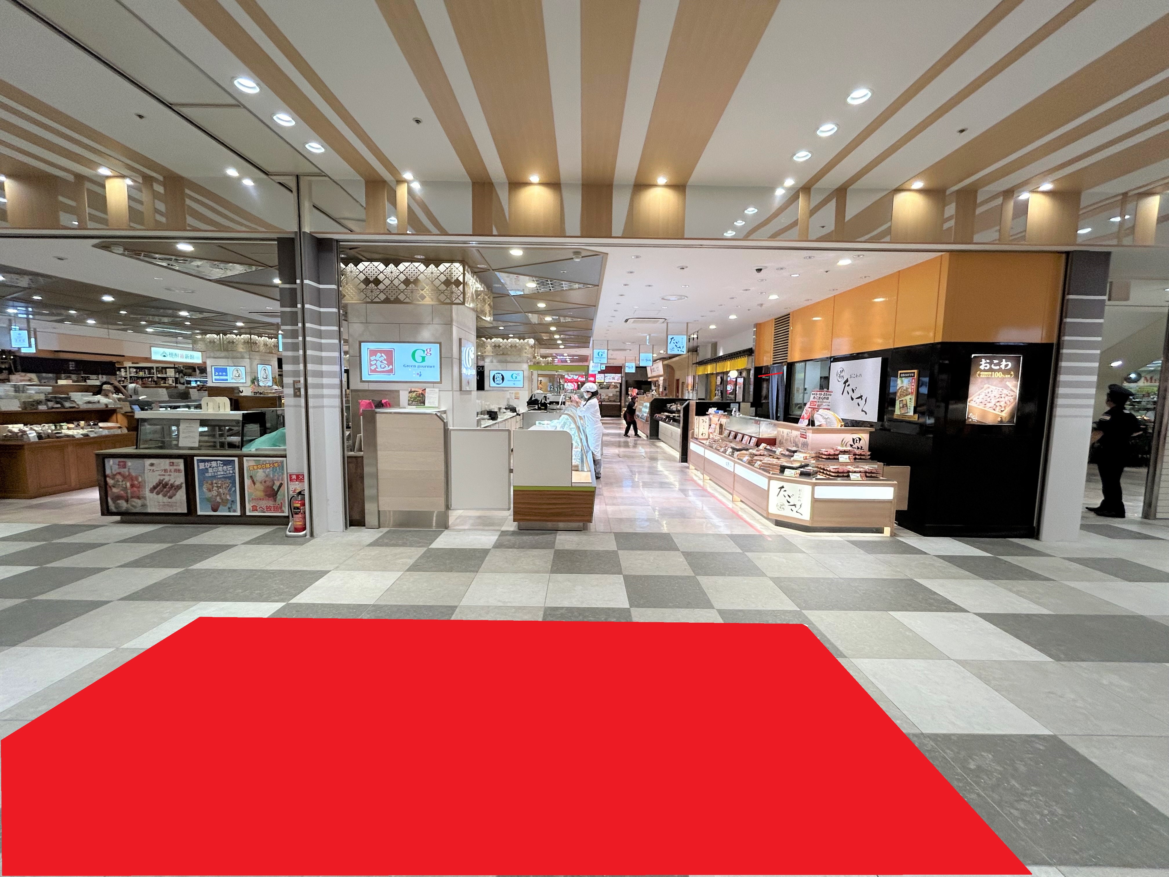 【アミュプラザ鹿児島】B1F　東西通路（西側）／食物販に最適な、グルメ・土産物フロア地下通路中央のポップアップスペース