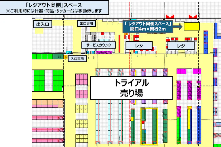 【スーパーセンタートライアル亘理店】販促プロモ活動に最適な『レジアウト奥側』スペースの画像3