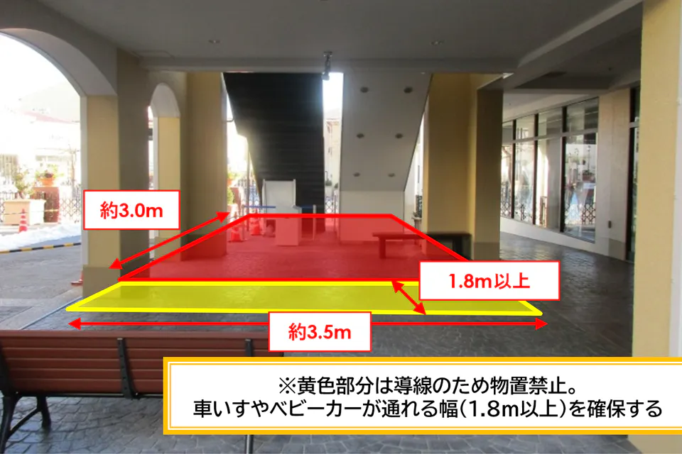 【三井アウトレットパーク 多摩南大沢】ファクトリーアウトレッツA街区1階 南側エスカレーター下