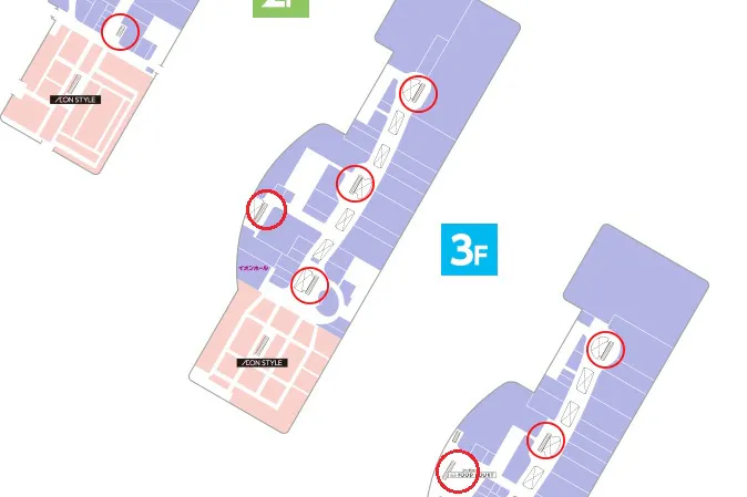 【イオンモール日の出】エスカレーターレーン