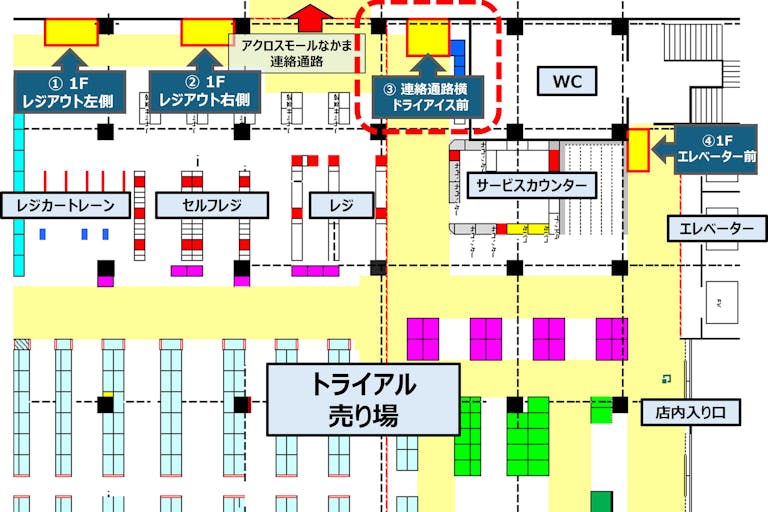【メガセンタートライアル中間店】食物販やPR活動に最適な「③ 連絡通路横・ドライアイス前」スペースの画像4