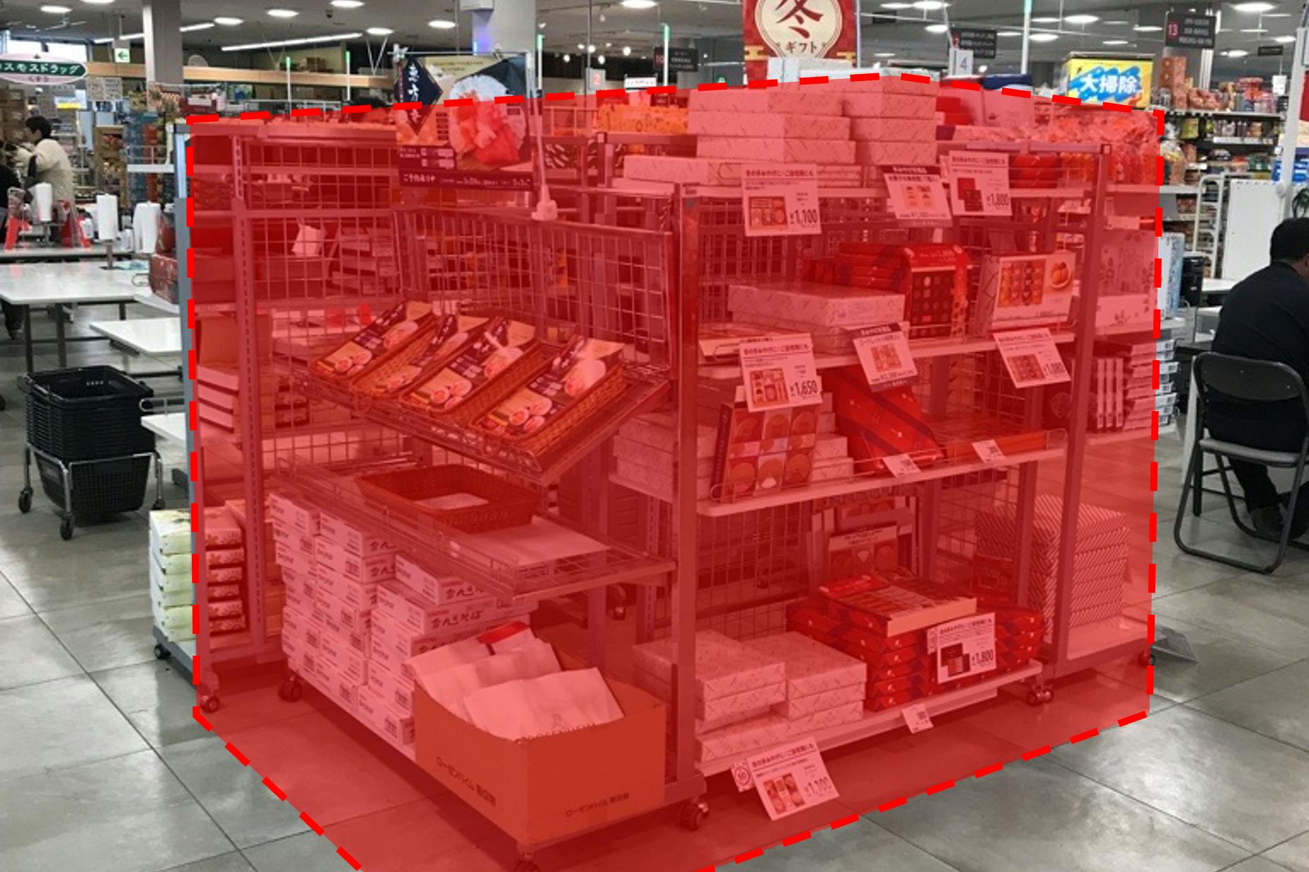 【西友 岩村田相生店】店内レジ前 プロモーション用途や物販、食物販のポップアップストアに最適なスーパー店内催事イベントスペース