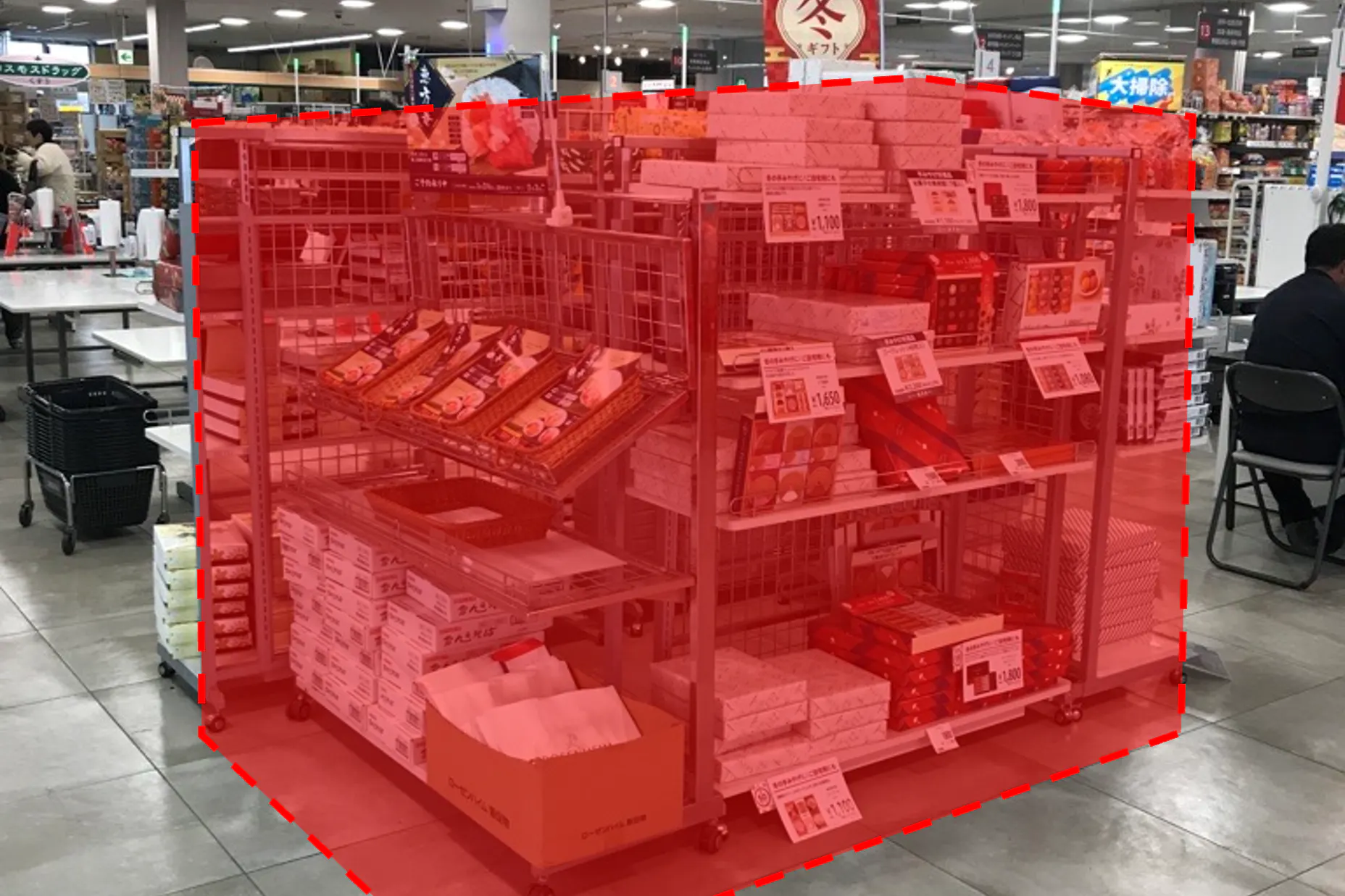 【西友 岩村田相生店】店内レジ前 プロモーション用途や物販、食物販のポップアップストアに最適なスーパー店内催事イベントスペース