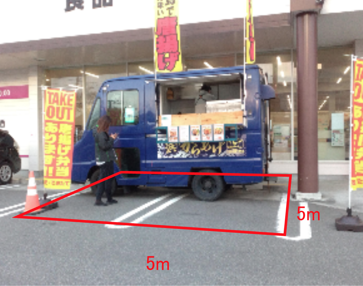 【イオン浪江店】店舗外入口脇キッチンカースペース キッチンカー出店に最適なスーパー店外催事イベントスペース