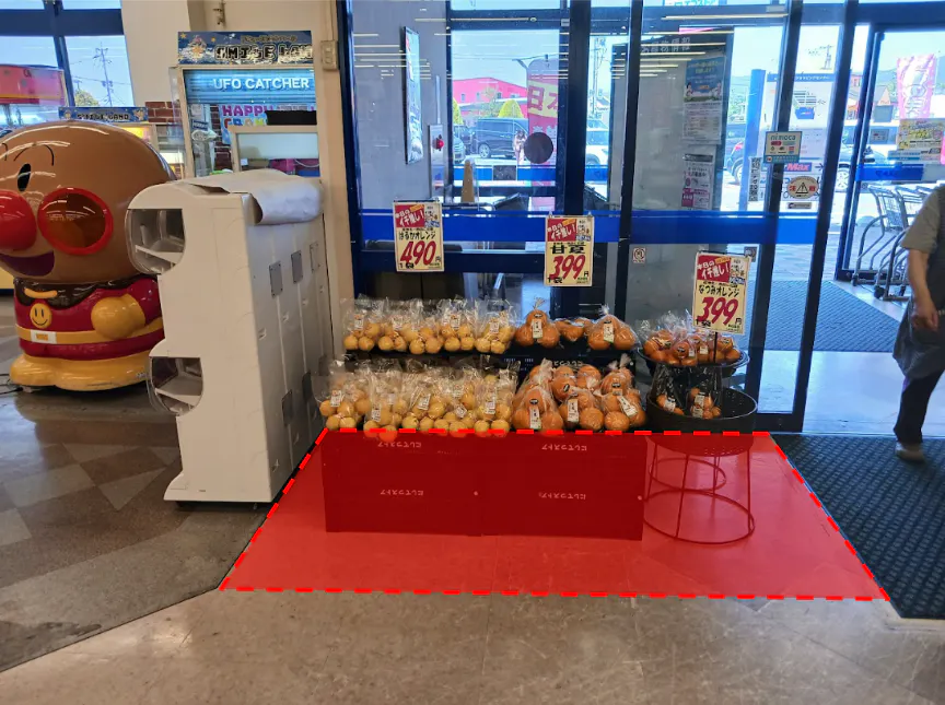 【西鉄ストア北茂安店】青果側 販促プロモーションや物販に最適なスーパー店内催事イベントスペース