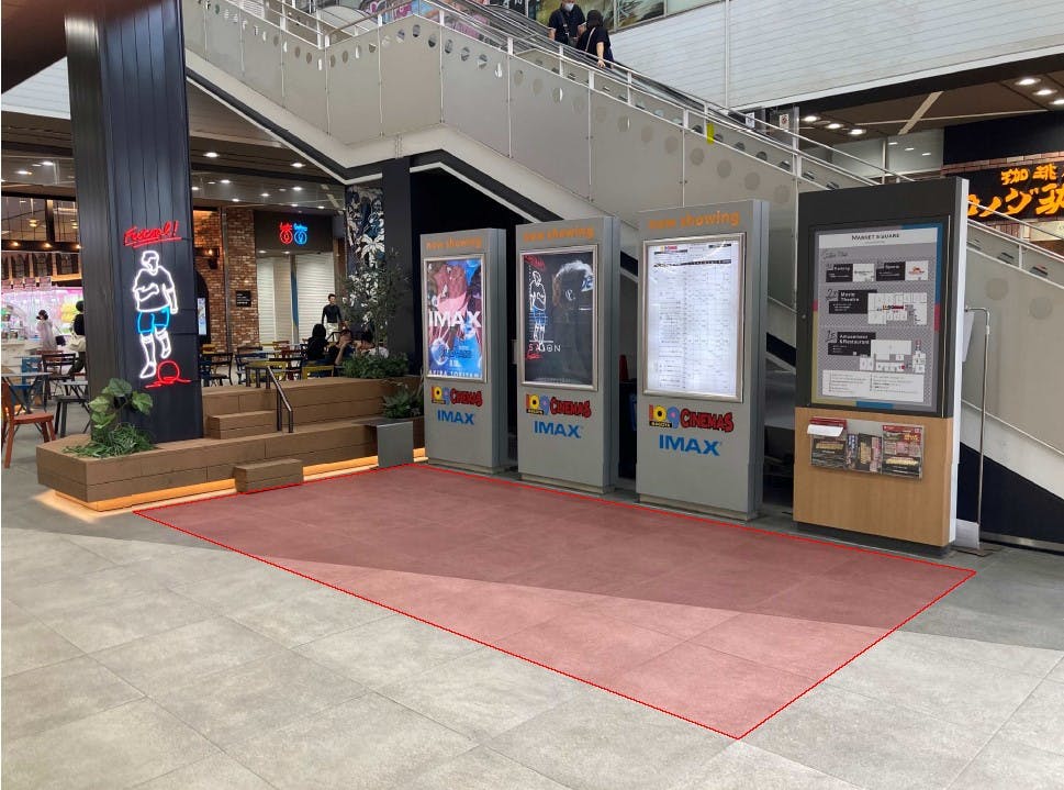 【マーケットスクエアささしま】1Fエスカレーター横で視認性良好なポップアップ、プロモーションに最適なイベントスペース(1階催事場)