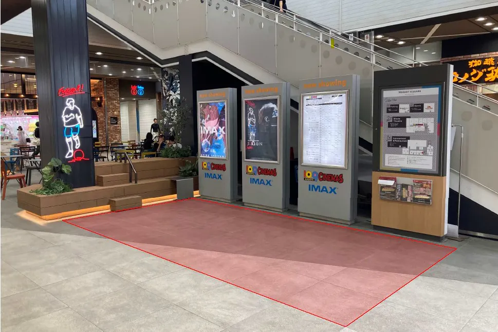 【マーケットスクエアささしま】1Fエスカレーター横で視認性良好なポップアップ、プロモーションに最適なイベントスペース(1階催事場)