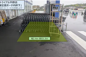 【スーパーセンタートライアル平群店】店舗正面 ポーチ内(軒下)