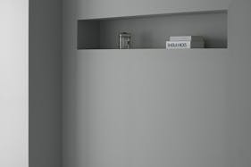 【祐天寺駅5分/2F】アパレル展示会に最適な明るいトーンのスムースモルタルの床と淡いグレーの壁 大きなダイニングテーブルが印象的な撮影スタジオ