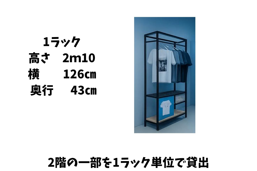 【高円寺駅7分】1ラックから出店可能で委託販売に最適!高円寺ルック商店街沿いにあるアパレルショップの販売棚を利用したレンタルスペース(1)