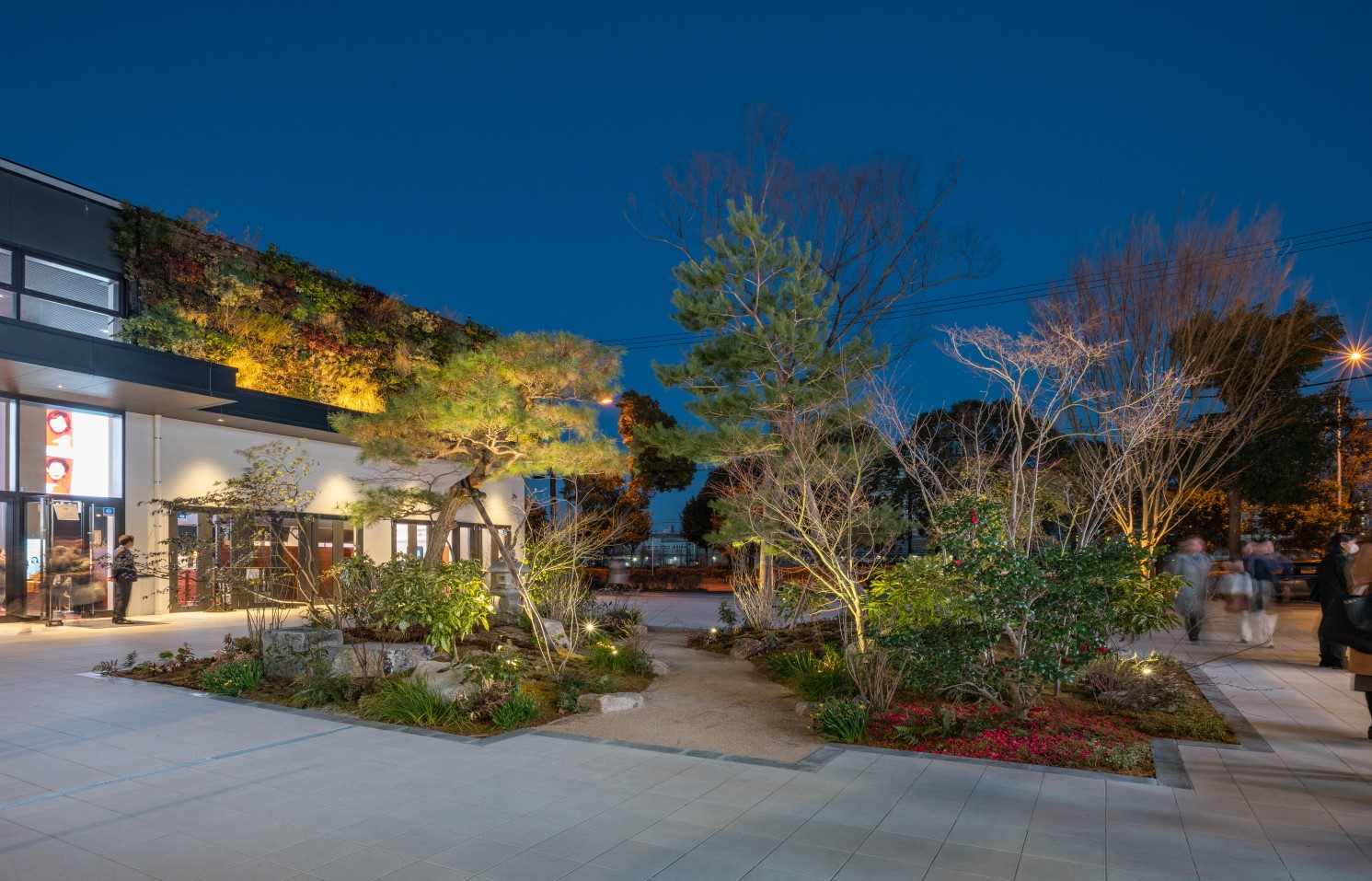 夜は日本庭園もライトアップされます