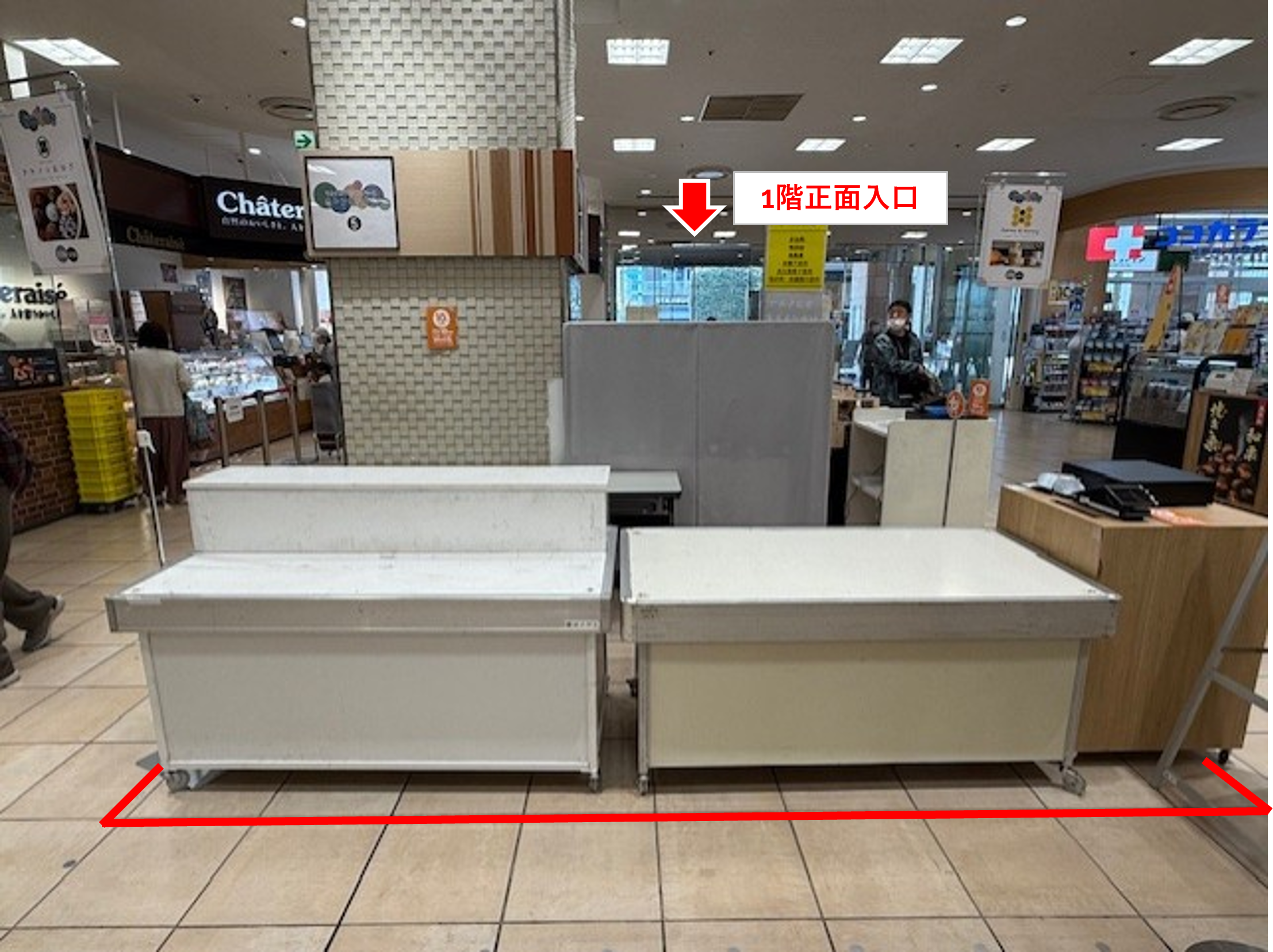 【マルイファミリー志木】1階　カレンダリウムF02【食・物販】店内入口正面の好立地　スイーツ・惣菜　食物販に最適なスペースです。