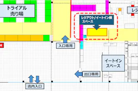 【メガセンタートライアルりんくうタウン店】★NEW★ 食物販やPR活動に最適な店内「レジアウト/イートイン横 スペース」