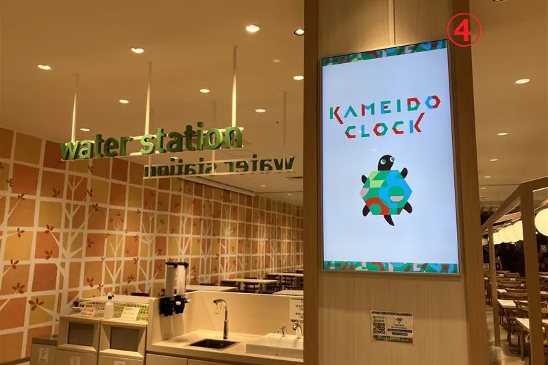 【KAMEIDO CLOCK】4Fフードコート 55インチデジタルサイネージ 5面セット