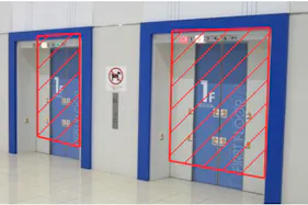 【イオンモールむさし村山】モール内広告 エレベーター扉