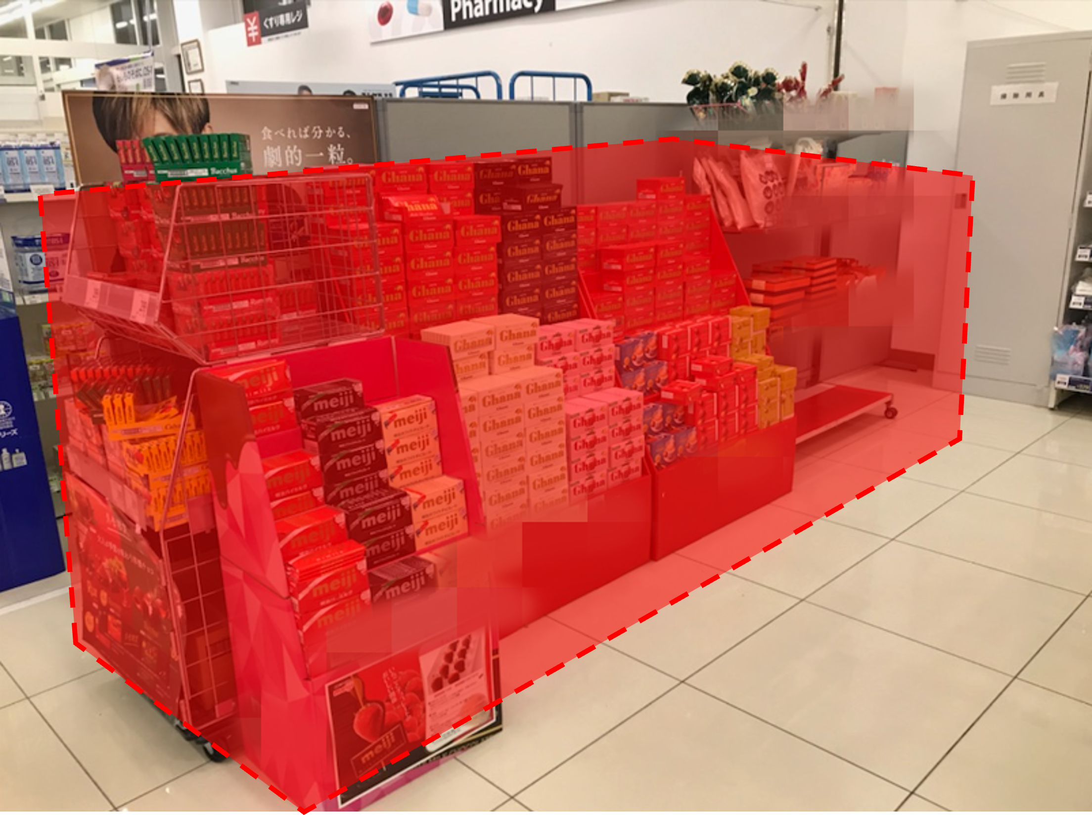 【西友　野洲店】サービスカウンター前（パーテーション側）　ポップアップストア(物販、食物販)やプロモーション用途に最適なスーパー店内催事イベントスペース