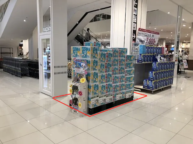 【イオンスタイル新利府／エスカレーター前②】プロモーションイベントや各種物販に最適な人通りの多い1階エスカレーター横のイベントスペース