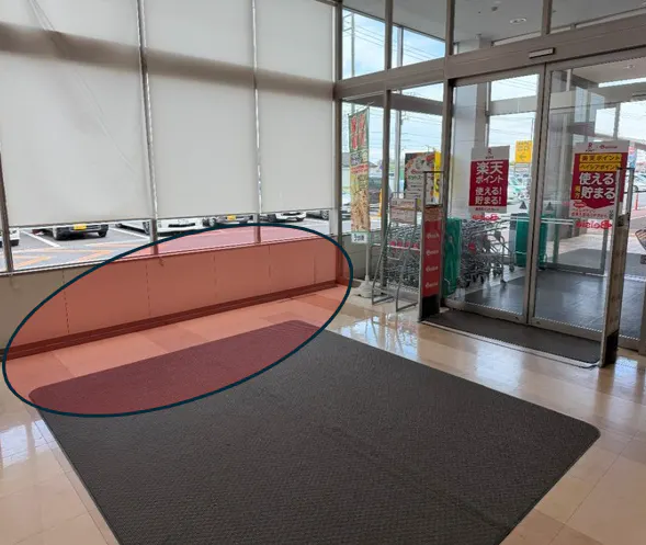 【ベイシア 大網白里店】食品入口前スペース　販促プロモーションに最適なスーパー店内催事イベントスペース