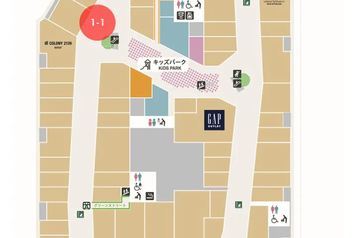 【三井アウトレットパーク 岡崎】中央南エスカレーター横