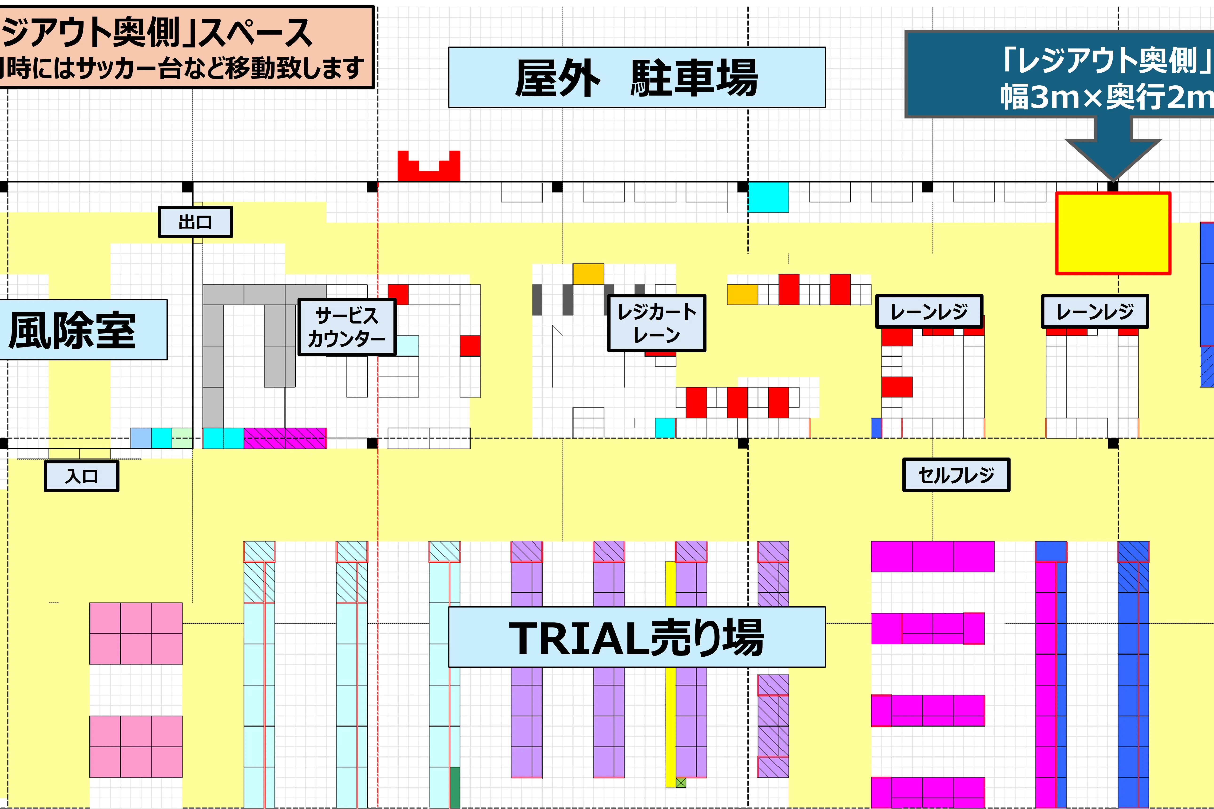 【スーパーセンタートライアル南相馬原町店】TRIAL南相馬店 販促プロモ活動に最適な『レジ奥スペース』