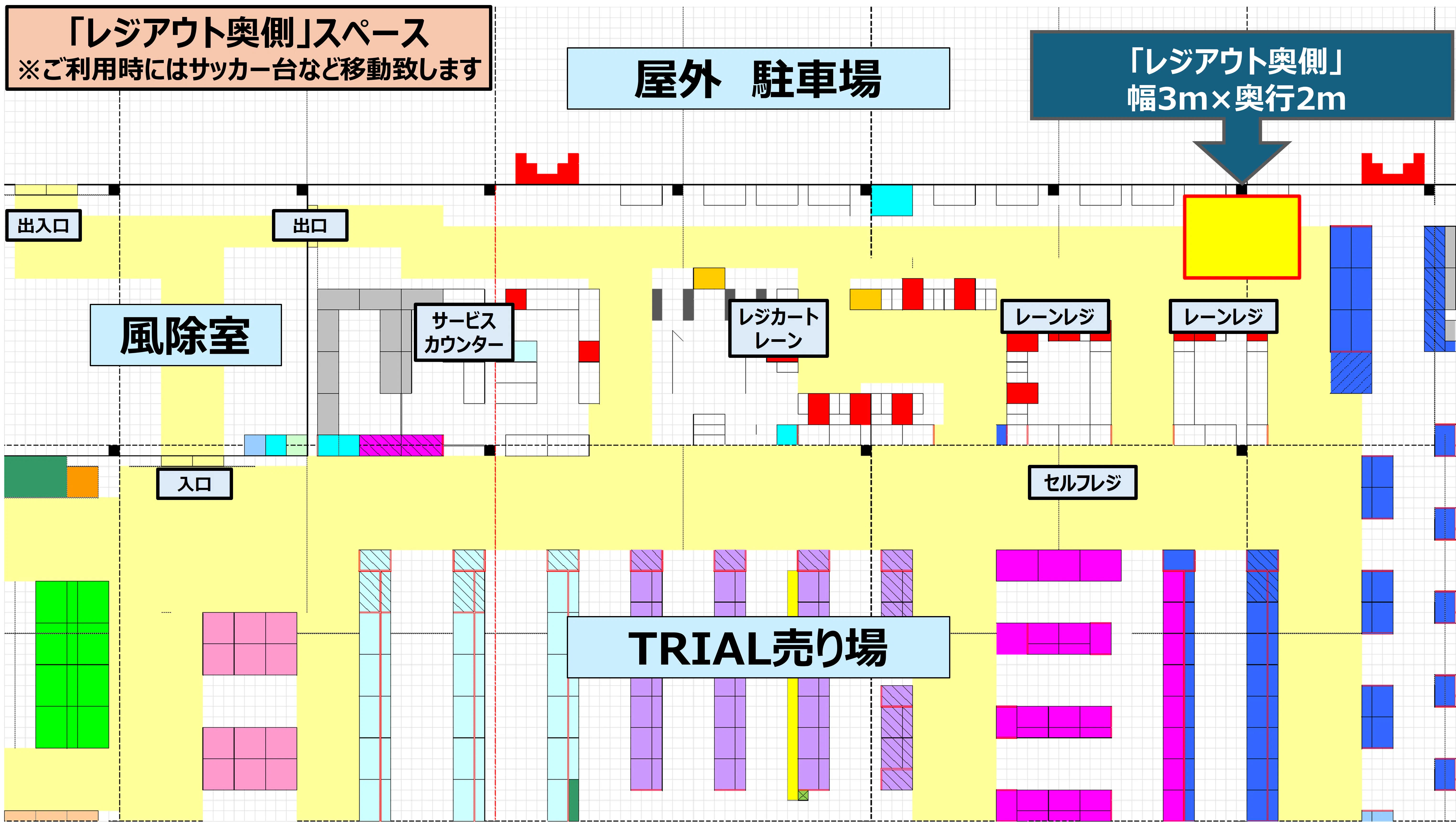 【スーパーセンタートライアル南相馬店】TRIAL南相馬店 販促プロモ活動に最適な『レジ奥スペース』