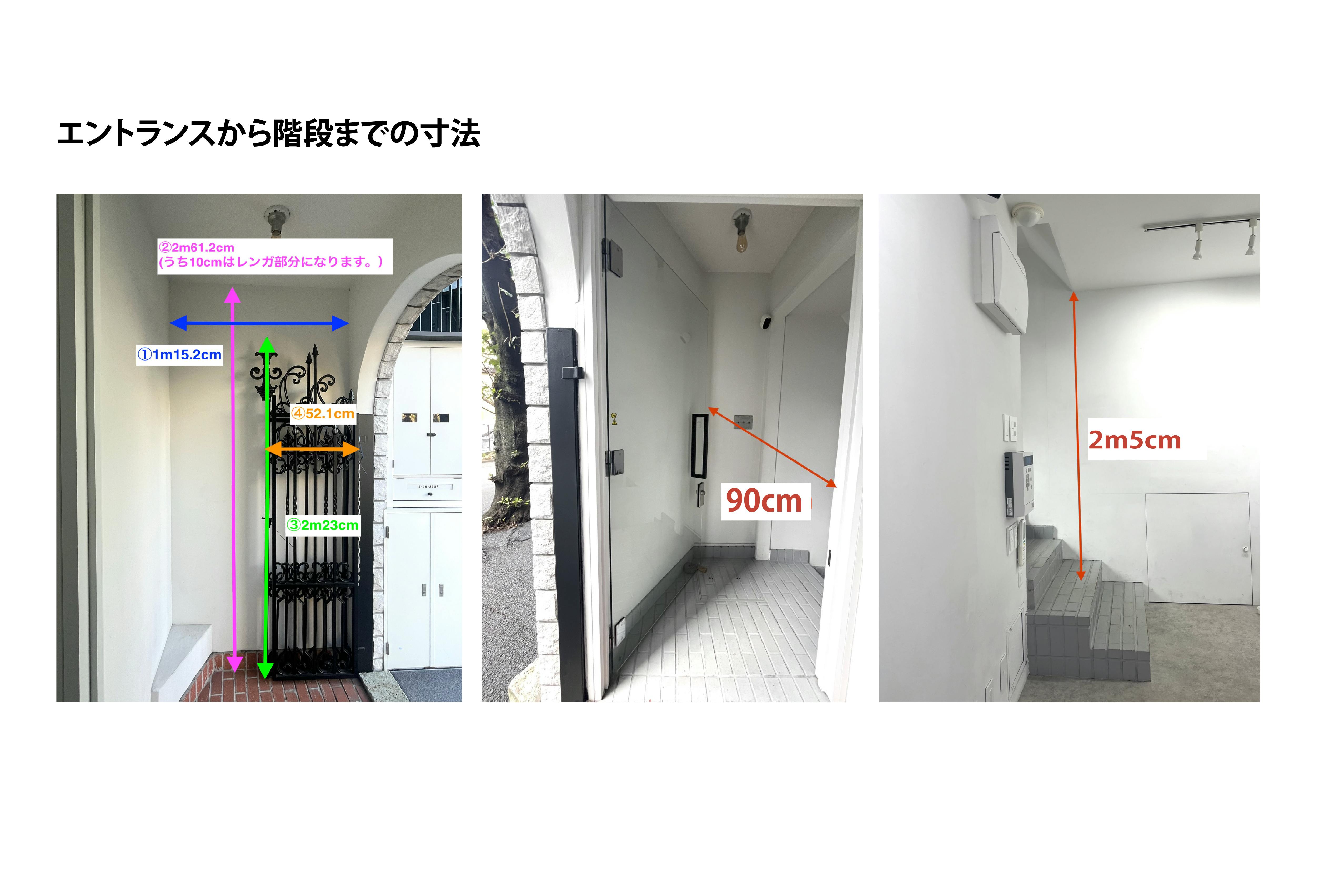 搬入確認用(エントランスから階段下までの寸法)