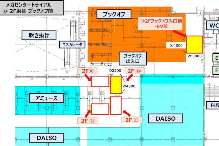 【メガセンタートライアル伊勢崎中央店】NEW!食物販やPR活動に最適な「Ⓑ 2F東側 ブックオフ前」の画像2