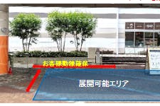 【もりのみやキューズモールBASE】「②1F セントラルスクエア前中央(CS前中央)」屋根下で四方から通行客に視認されやすい食物販やPRプロモーション向けの人気イベントスペース