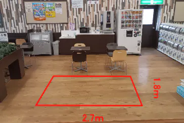 【マックスバリュ西根店】くつろぎスペース前 販促プロモーションに最適なスーパー店内催事イベントスペース