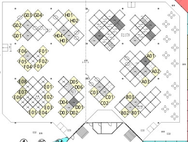 A01〜H04が貸し出し可能な区画です。