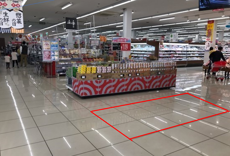 【西友　江南店】1階食品売場催事場(レジ横)　ポップアップストア(物販、食物販)やプロモーション用途に最適なスーパー店内催事イベントスペース