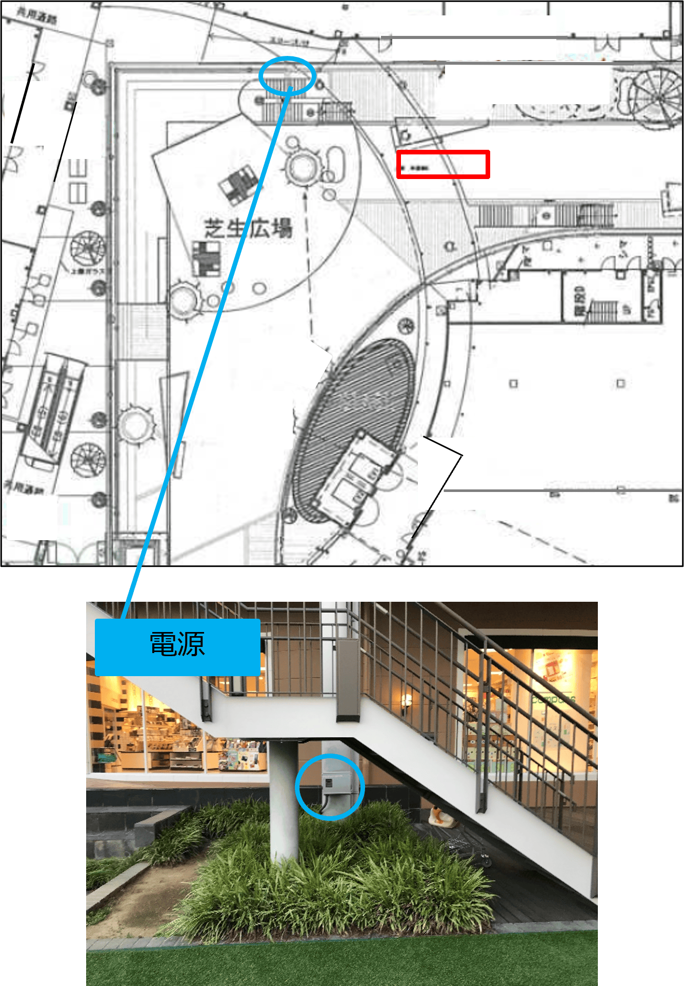 【みのおキューズモール】「⑥L通り Aスペース」キッチンカーや各種プロモーションに最適な芝生広場近くのイベントスペース