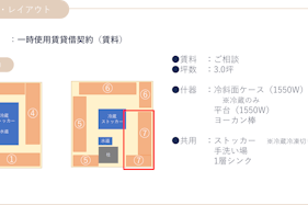 【北千住マルイ】2階 カレンダリウムF14【食物販・物産展】店内入って正面、什器完備の好立地スペース