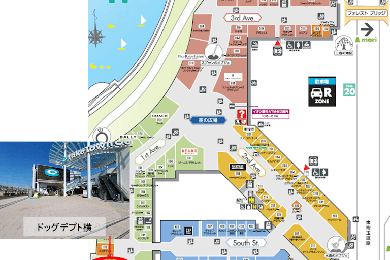 【イオンレイクタウンアウトレット】1st Ave.1F(エスカレーター裏)②の画像2