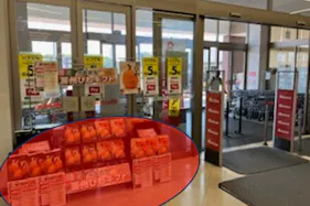 【ベイシア 佐倉店】食品入口前スペース 販促プロモーションに最適なスーパー店内催事イベントスペース